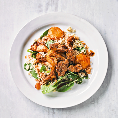 moroccan-chicken-with-apricots-spinach-couscous